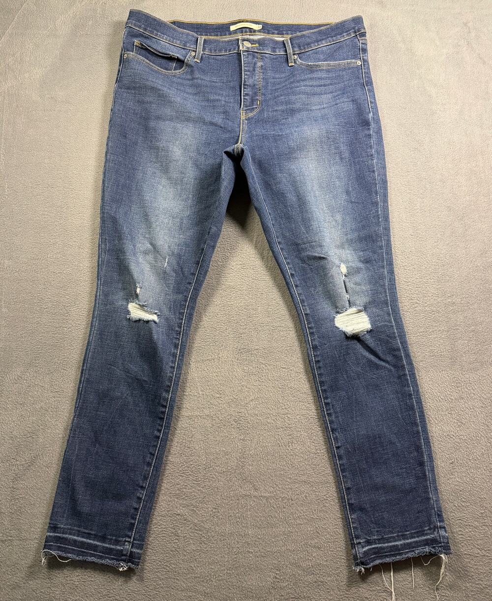 Levis 721 High Rise Skinny Jeans Womens Size 34 18 Medium Wash Distressed